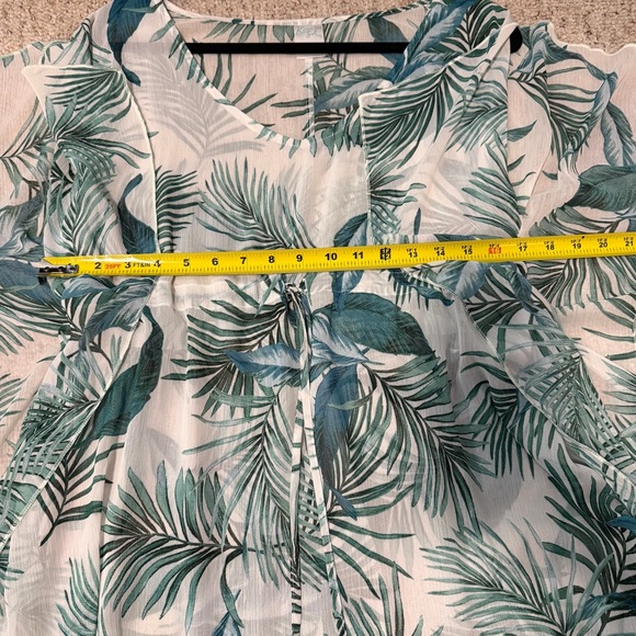 Kona Sol Swimsuit Kaftan Cover Up Small Tropical With Palm Leaf Sheer - Picture 7 of 10